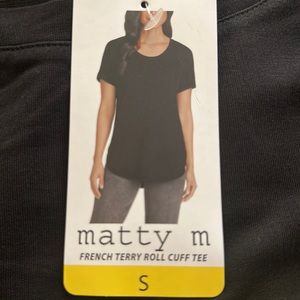 Matty m French terry roll cuff tee size small color black